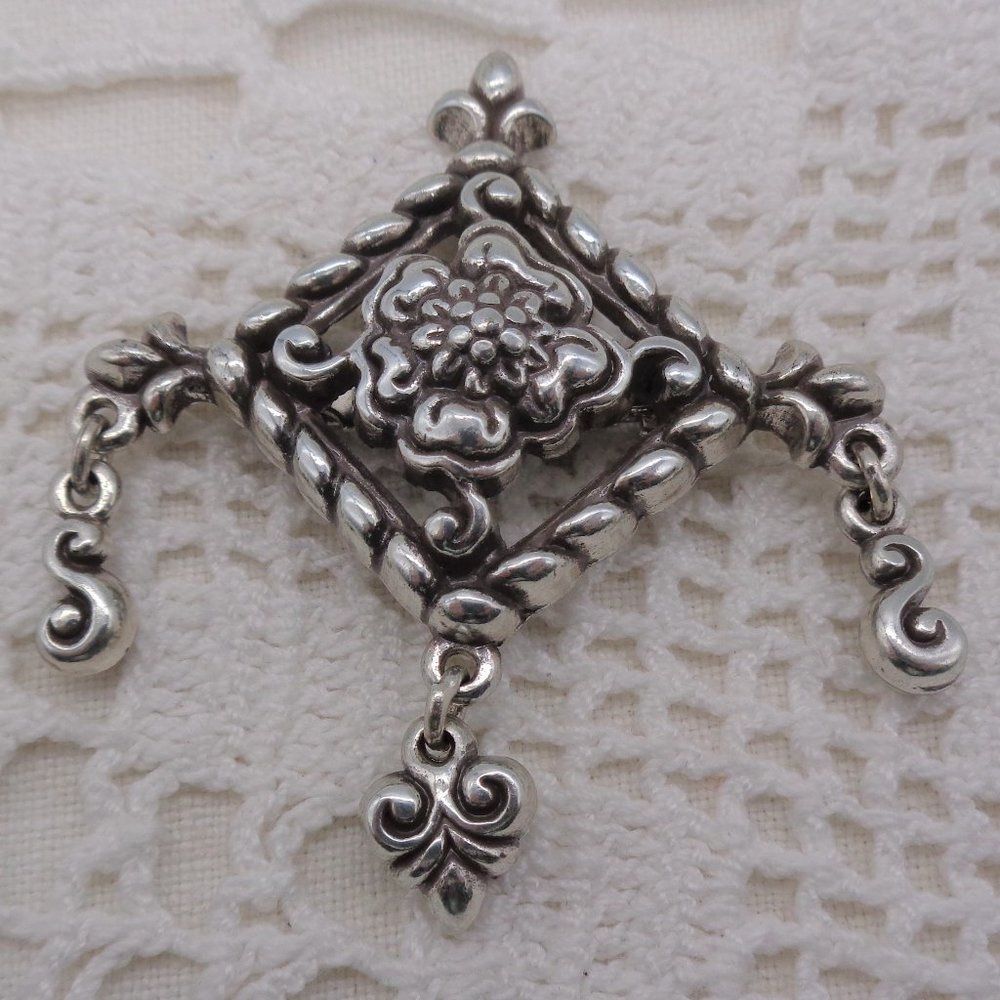 Brighton Flower & Scroll Dangle Brooch